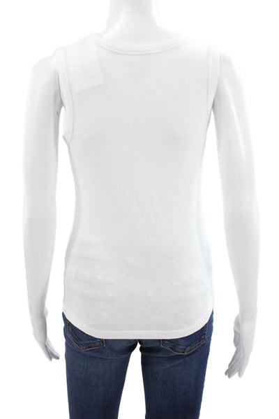 Rachel Zoe Women Basic White Round Neck Tank Top Sleeveless Size S