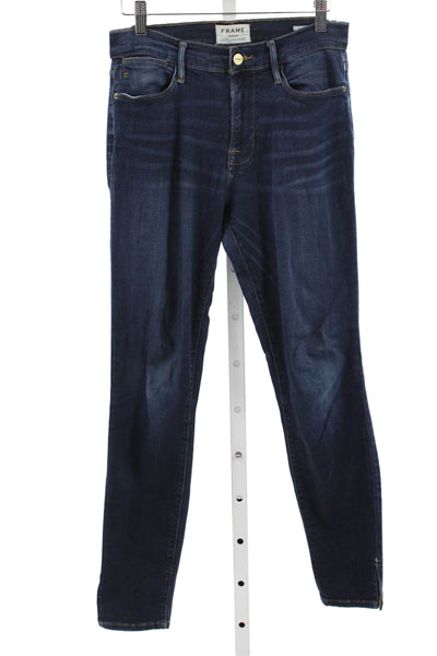 Frame Denim Womens Skinny Jeans Blue High Rise Button Size 27