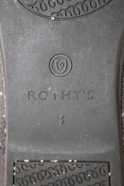Rothys Womens Slip On Round Toe Knit Ballet Flats Black Gray Size 8