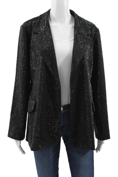 Steve Madden Women Black Open Front Jacket Long Sleeve Size L