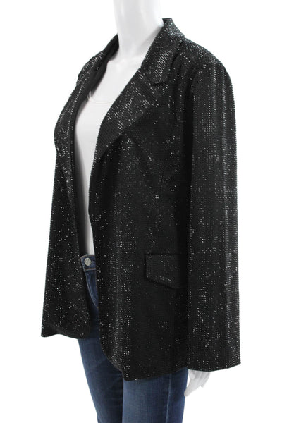 Steve Madden Women Black Open Front Jacket Long Sleeve Size L