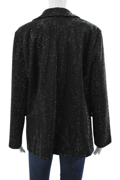 Steve Madden Women Black Open Front Jacket Long Sleeve Size L