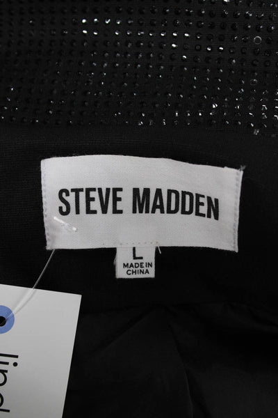 Steve Madden Women Black Open Front Jacket Long Sleeve Size L