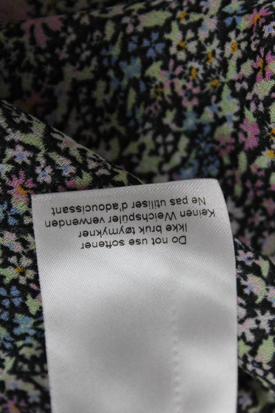 Ganni Womens Floral V-Neck Pullover Long Sleeve Basic Blouse Multicolor Size 42