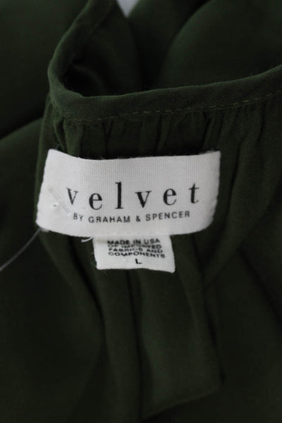Velvet Womens Basic Green V Neck Viscose Blouse Long Sleeve Fall Size L