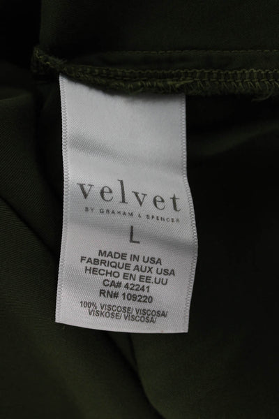 Velvet Womens Basic Green V Neck Viscose Blouse Long Sleeve Fall Size L