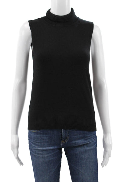Sweewe Women Sleeveless Turtleneck Vest Sweater Black Size M