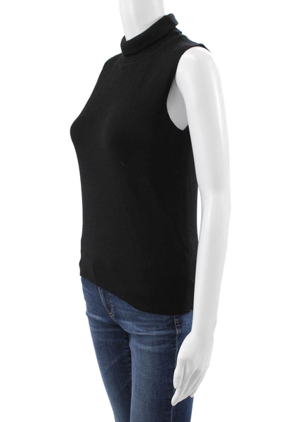 Sweewe Women Sleeveless Turtleneck Vest Sweater Black Size M