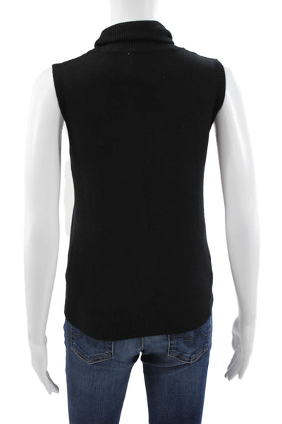 Sweewe Women Sleeveless Turtleneck Vest Sweater Black Size M