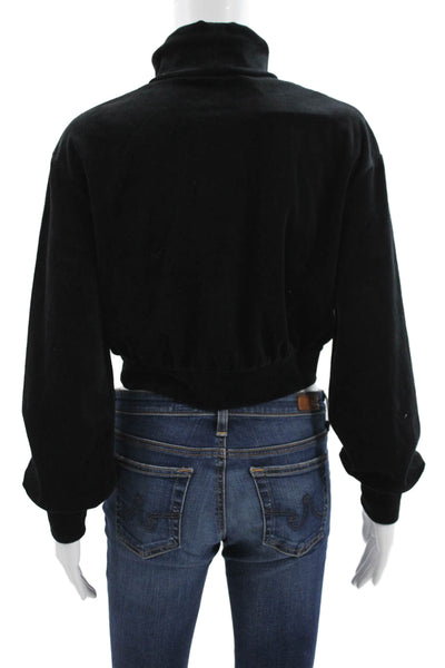 Dance & Marvel Women Cropped Turtleneck Blouse Black Long Sleeve Size S