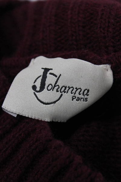 Johanna Paris Women Pullover Turtleneck Cable Knit Red 3/4 Sleeve Size S