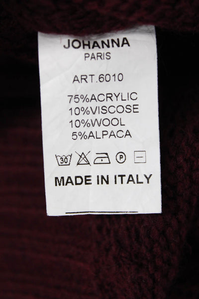 Johanna Paris Women Pullover Turtleneck Cable Knit Red 3/4 Sleeve Size S