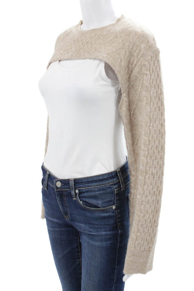 Emory Park Women Argyle Acrylic Shrug Sweater Beige Size S
