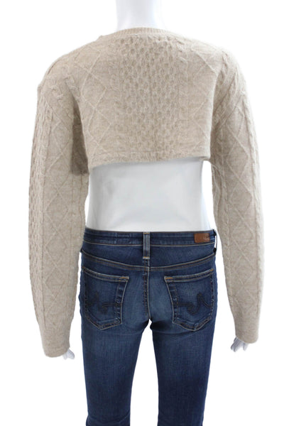 Emory Park Women Argyle Acrylic Shrug Sweater Beige Size S