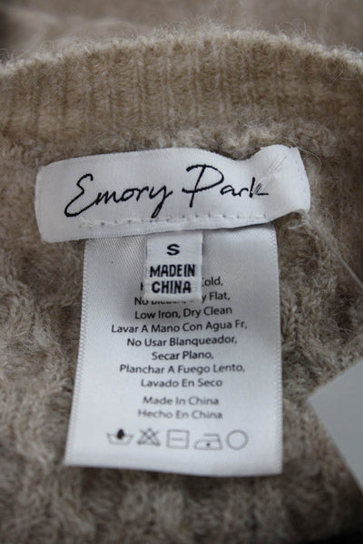 Emory Park Women Argyle Acrylic Shrug Sweater Beige Size S