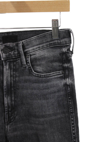 Mother Womens Straight Jeans Gray Mid Rise Cotton Blend Size 24