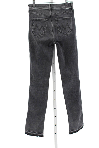 Mother Womens Straight Jeans Gray Mid Rise Cotton Blend Size 24