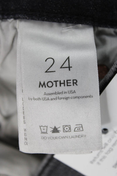 Mother Womens Straight Jeans Gray Mid Rise Cotton Blend Size 24