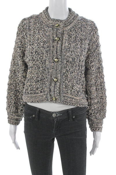 Ba&Sh Womens Multicolor Textured Cardigan High Neck Size 1