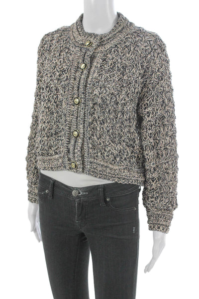 Ba&Sh Womens Multicolor Textured Cardigan High Neck Size 1