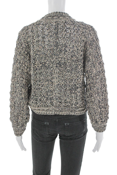 Ba&Sh Womens Multicolor Textured Cardigan High Neck Size 1