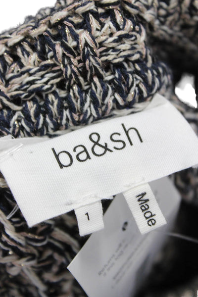 Ba&Sh Womens Multicolor Textured Cardigan High Neck Size 1