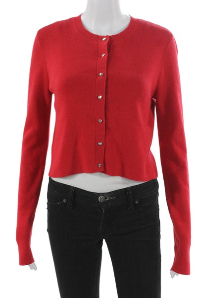 Cami NYC Womens Red Cotton Cardigan Crew Neck Long Sleeve Size S