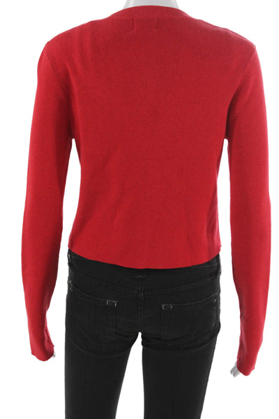 Cami NYC Womens Red Cotton Cardigan Crew Neck Long Sleeve Size S