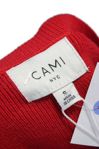 Cami NYC Womens Red Cotton Cardigan Crew Neck Long Sleeve Size S