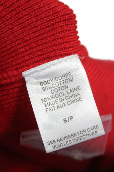 Cami NYC Womens Red Cotton Cardigan Crew Neck Long Sleeve Size S