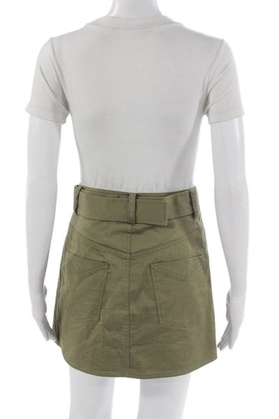 Derek Lam 10 Crosby Women Wrap Skirt Green Mini Cotton Buckle Size 0