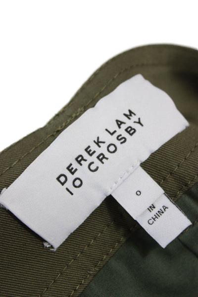 Derek Lam 10 Crosby Women Wrap Skirt Green Mini Cotton Buckle Size 0
