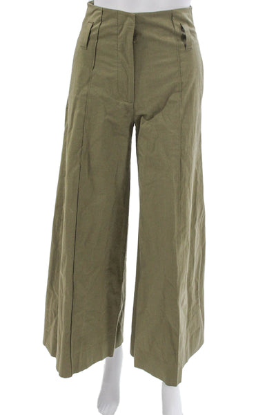 QL2 Womens Dress Pants Green Zip Cotton Stretch Size 38