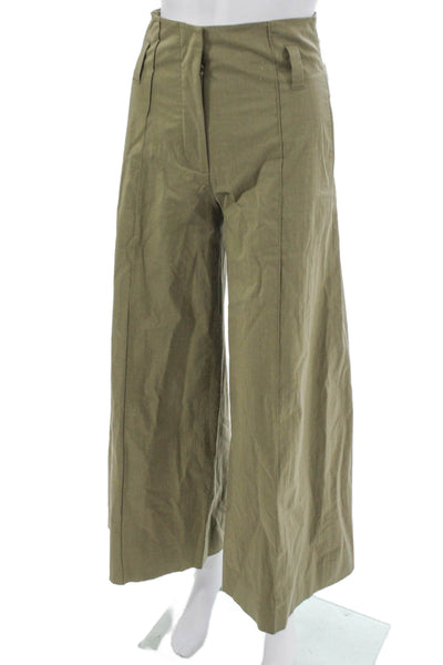 QL2 Womens Dress Pants Green Zip Cotton Stretch Size 38
