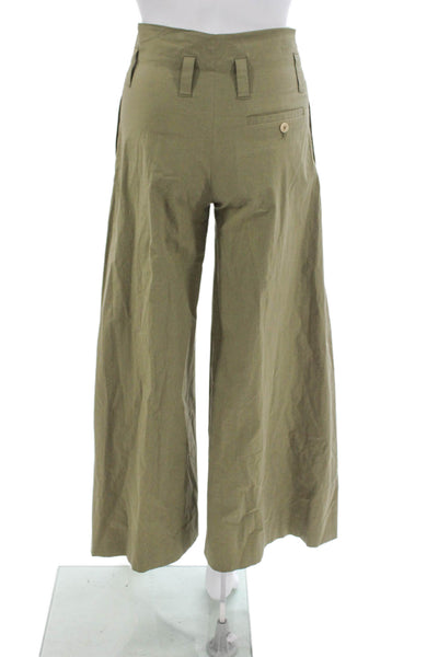 QL2 Womens Dress Pants Green Zip Cotton Stretch Size 38