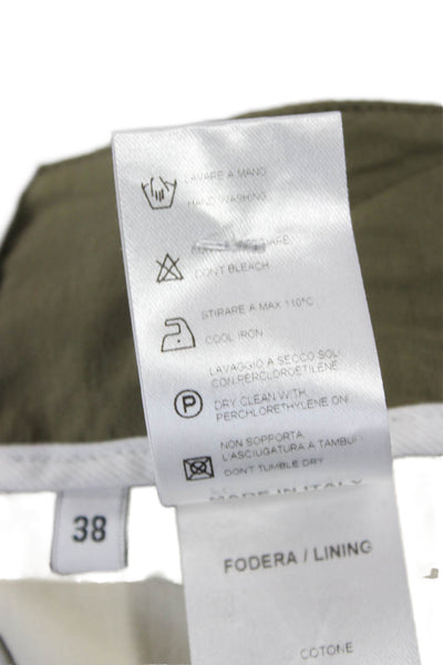 QL2 Womens Dress Pants Green Zip Cotton Stretch Size 38