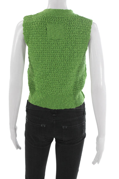 We The Free Womens Vest Green V-Neck Button Sleeveless Size XS