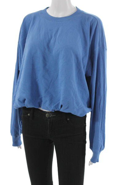Michael Stars Women Pullover Crew Neck Cotton Solid Long Sleeve Blue Size S