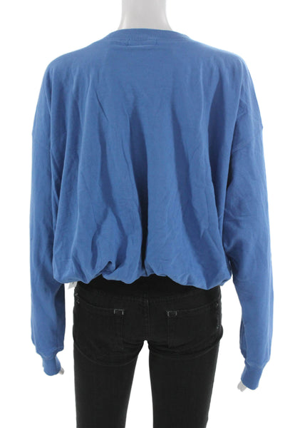 Michael Stars Women Pullover Crew Neck Cotton Solid Long Sleeve Blue Size S
