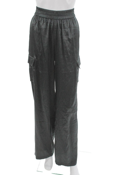 Cami NYC Women Black Silk Spandex Cargo Pants Pull On Petite Size 2XS
