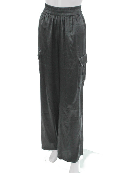 Cami NYC Women Black Silk Spandex Cargo Pants Pull On Petite Size 2XS