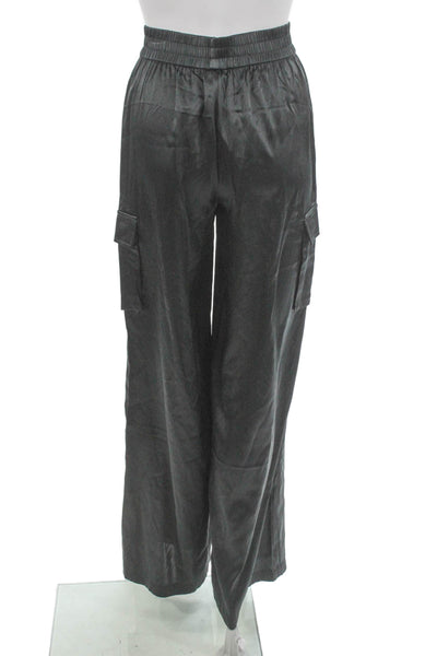 Cami NYC Women Black Silk Spandex Cargo Pants Pull On Petite Size 2XS