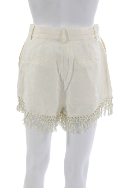 Cami NYC Womens Hot Pants Linen Blend Ivory Button Size 0