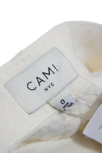 Cami NYC Womens Hot Pants Linen Blend Ivory Button Size 0