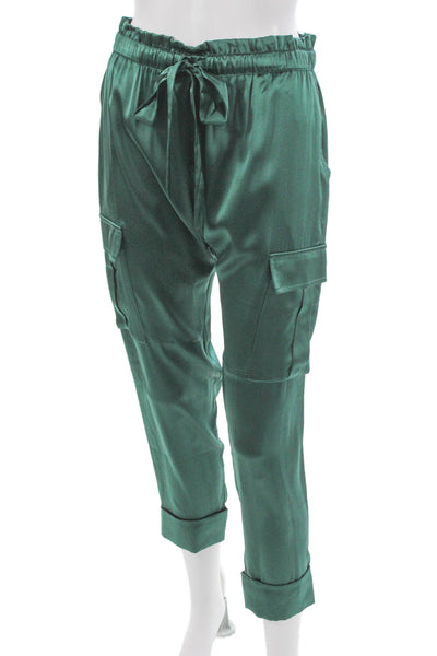 Cami NYC Womens Silk Cargo Pants Green Drawstring Petite Size 2XS