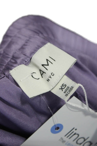 Cami NYC Women Purple Silk Blend Cargo Pants Drawstring Size XS