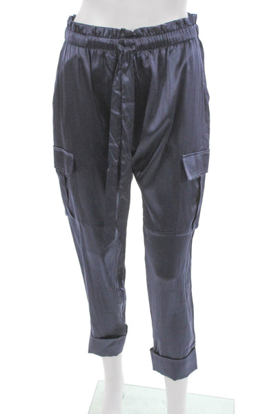 Cami NYC Womens Cargo Pants Silk Blue Drawstring Size XS