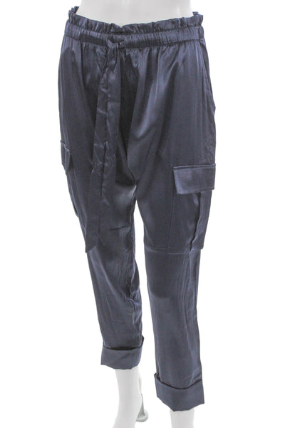 Cami NYC Womens Cargo Pants Silk Blue Drawstring Size XS