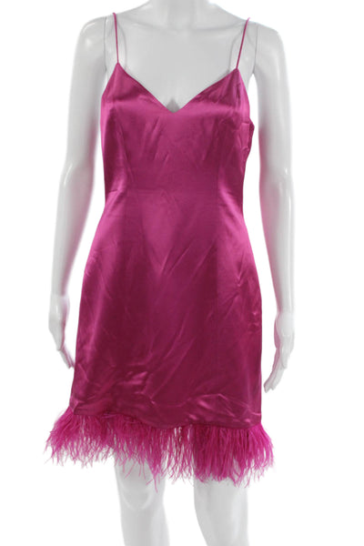 Cami NYC Women Slip Dress Pink Acetate V-Neck Zip Sleeveless Mini Size 4