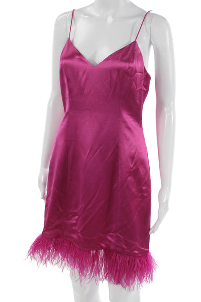 Cami NYC Women Slip Dress Pink Acetate V-Neck Zip Sleeveless Mini Size 4
